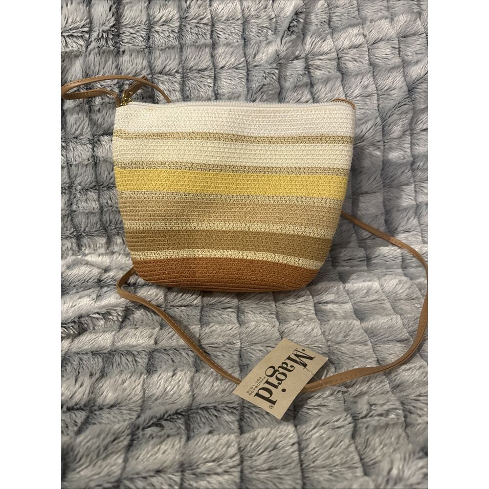 NWT Magid Straw Crossbody Purse Handbag Beach Bag Natural Colors